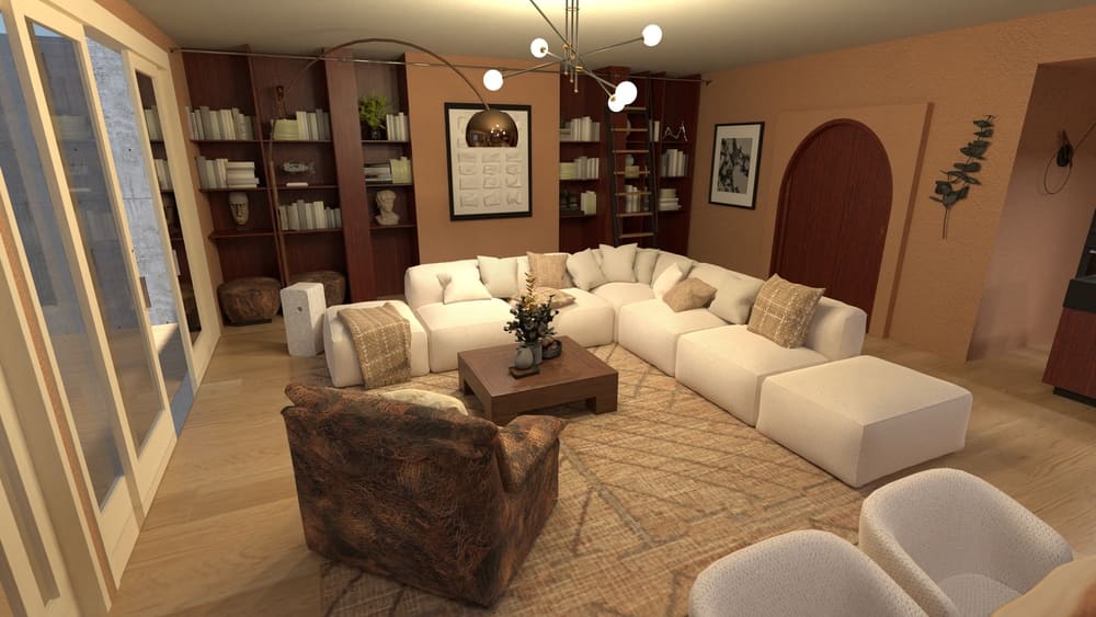 sala com sofá de canto