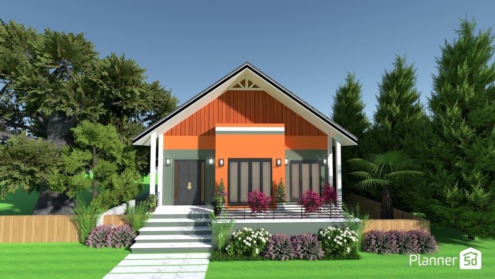 Frente de casas com jardim