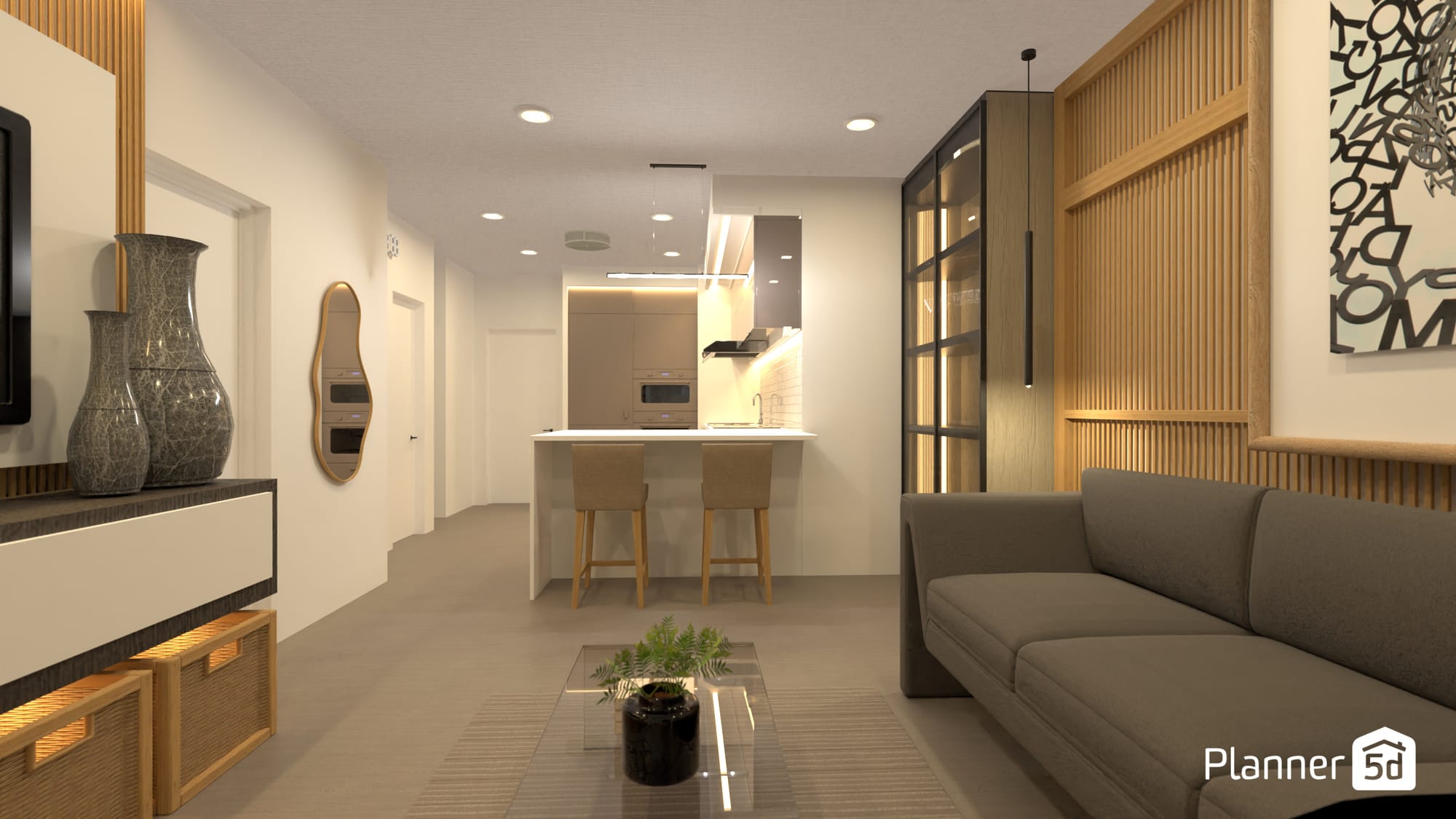 Largura de corredor, projeto 3D criado no Planner 5D