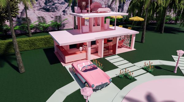 La casa de ensueño de Barbie en estilo Barbiecore, con coche y casa rosas