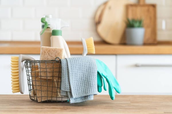 Reinigungsset mit Schwämmen und Tüchern