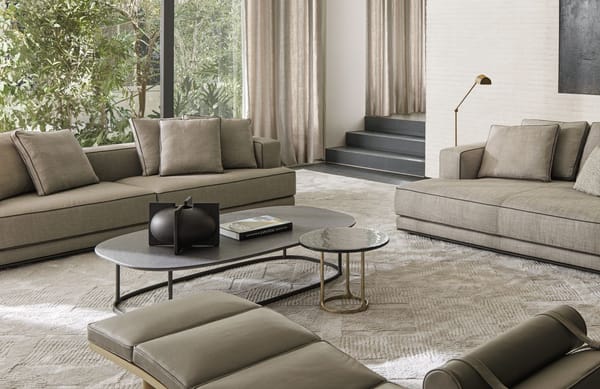 sala de estar moderna minimalista con muebles de diseño de lujo, nuevos de molteni&C