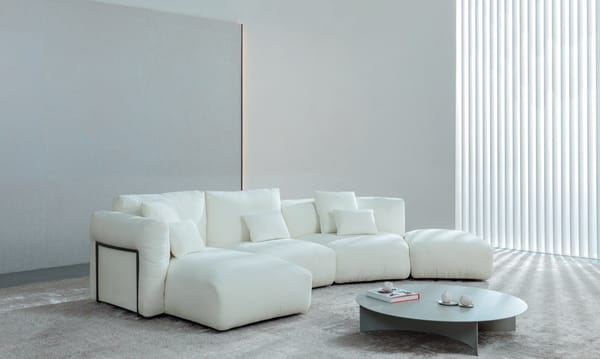 sofá modular blanco moderno con chaise longue de lujo