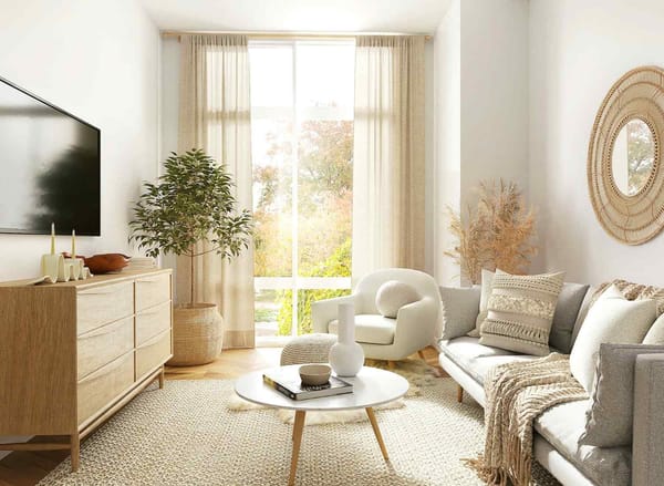modernes skandinavisches wohnzimmer mit natürlichen materialien und viel natürlichem licht