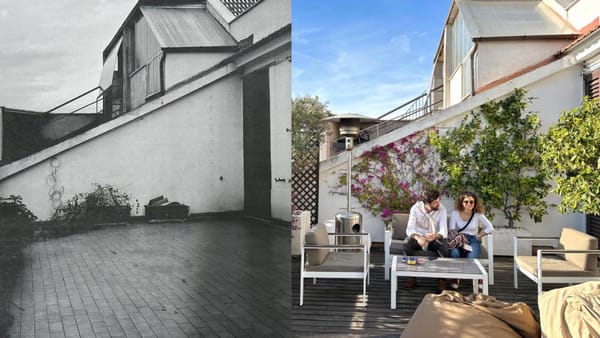 decoración de terraza, antes y después