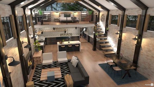 design de loft industriel créé à l'aide de planner 5d