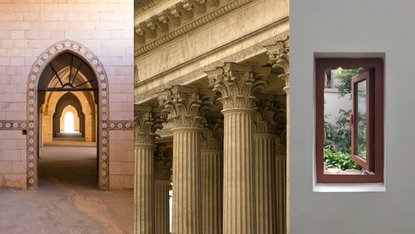 glosario de arquitectura, arco, columnas y dintel, ventana, vano