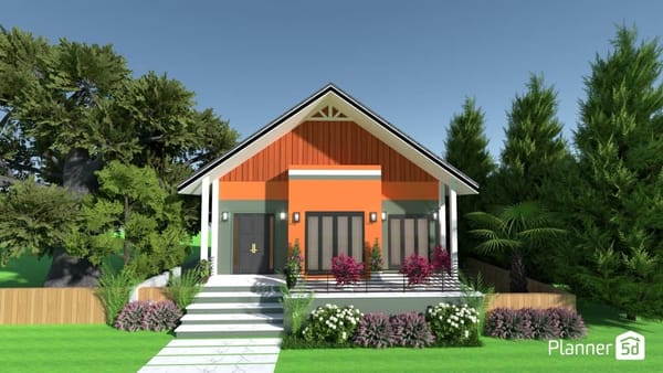 Frente de casas com jardim