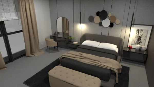 Modern bedroom designed with Planner 5D