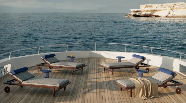 yate con tumbonas modernas. nuevos muebles de diseño 