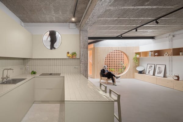 salón-cocina moderna blanca. Cómo construir una casa llena de luz en un solar oscuro