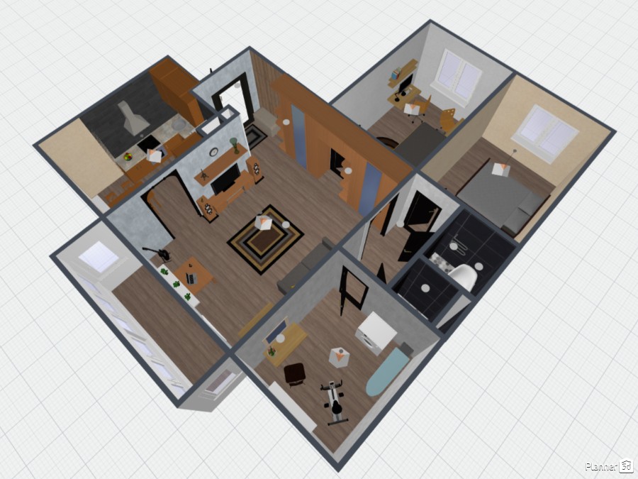 4-ая квартира [76 кв.м.] - Free Online Design | 3D Floor Plans by