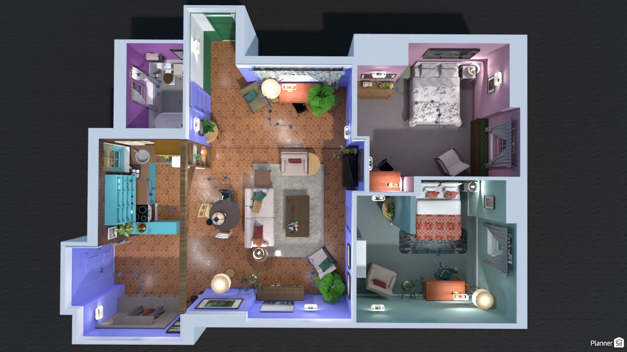 Floorplan of Monica's apartment - Free Online Design | 3D Floor Plans