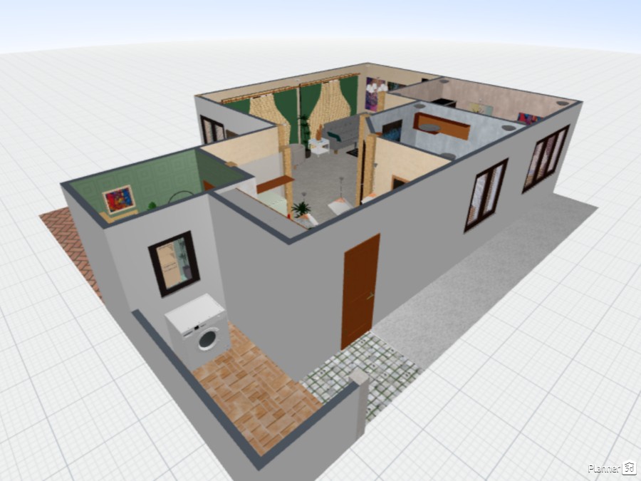 63 sqm Tiny Home Free Online Design 3D Floor Plans by Planner 5D
