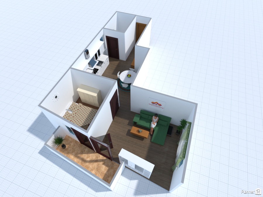 Normal Apartment with balcony - Free Online Design | 3D House Ideas